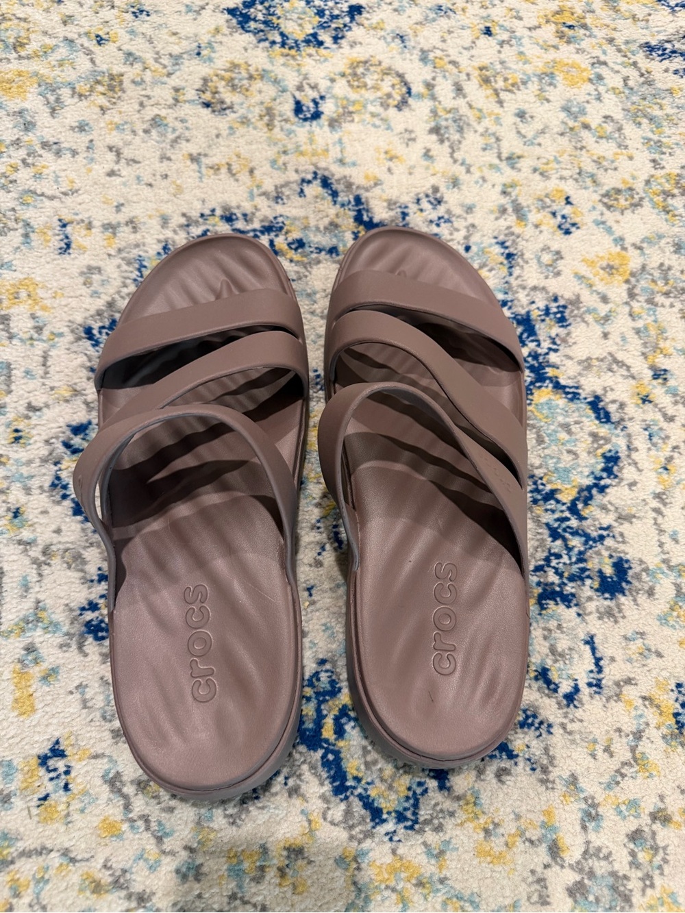 CROCS Women's Triple-Strap Slide Sandals in Brown